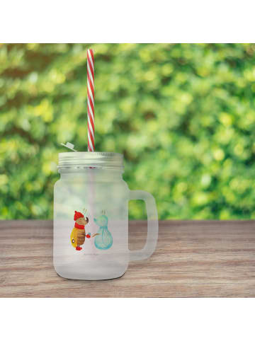 Mr. & Mrs. Panda Eiskaffee-Glas Nachtfalter Schneemann ohne Spruch in Transparent