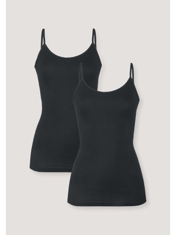 Hessnatur Spaghetti Top Fitted 2er-Set in schwarz