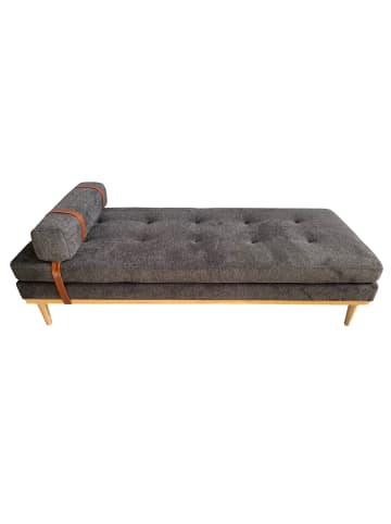 SalesFever Daybed mit Kopf- und Nackenstütze aus Heveaholz mit Strukturstoff in Anthrazit