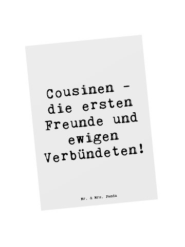 Mr. & Mrs. Panda Postkarte Spruch Cousine Freunde mit Spruch in Weiß