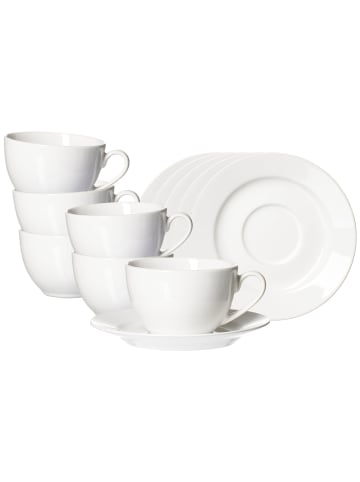 Ritzenhoff & Breker 6er Set Kaffeetassen mit Untertassen Volos 220 ml weiß in weiß