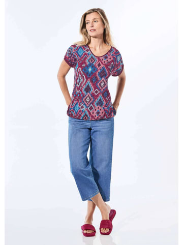GOLDNER Kurzgröße:  Shirt Shirt aus Effektgarn in sangria / blau / gemustert