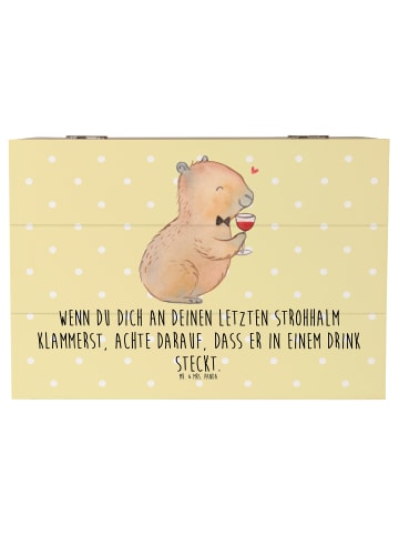 Mr. & Mrs. Panda Holzkiste Capybara Wein mit Spruch in Gelb Pastell
