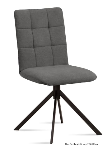 58 aufm Kessel ESSZIMMERSTUHL (2er-Set) Drucy 47x91x60 Schwarz/Grau