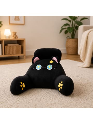 Wisam® Rückenlehne für Sessel und Bett, Katzenmotiv, Schwarz, 60 x