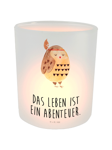 Mr. & Mrs. Panda kerzenglas Eule Federschmuck mit Spruch in Transparent