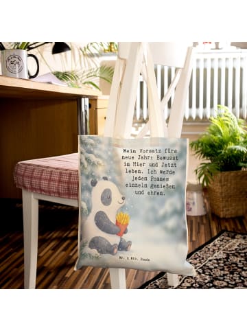 Mr. & Mrs. Panda Shopper Panda Winter Pommes Design mit Spruch in Weiß