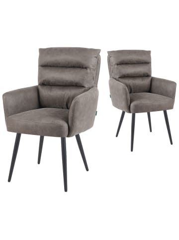 DUBI Möbel 2er-Set: Esszimmerstuhl Mika-Yann in Taupe - (B)59 x (H)94 x  (T)66 cm