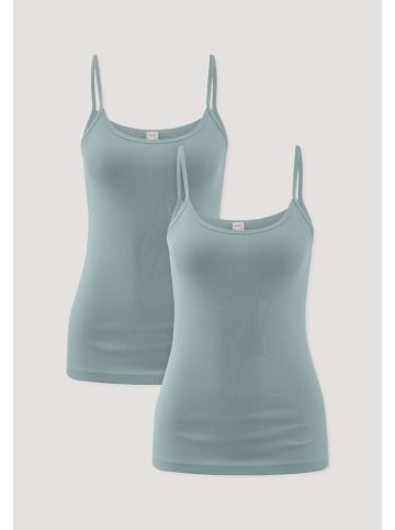 Hessnatur Spaghetti Top Fitted 2er-Set in sturmblau