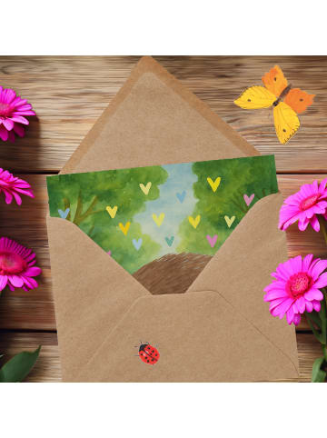 Mr. & Mrs. Panda Klappkarte Igel Herzen Design ohne Spruch in Weiß