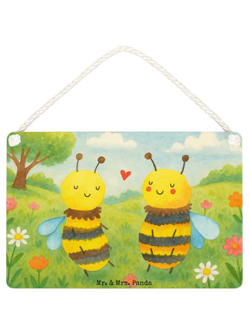 Mr. & Mrs. Panda holzbild Biene Verliebt Design ohne Spruch in Weiß