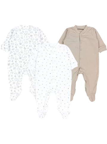 TupTam Baby Jungen Schlafstrampler mit Fuß 3er Pack in weiß/bronze
