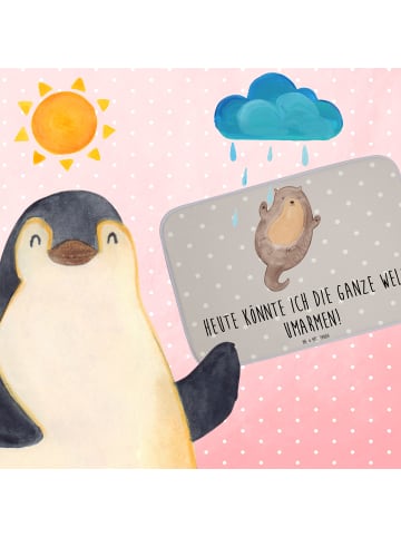Mr. & Mrs. Panda Badematte Otter Umarmen mit Spruch in Grau Pastell