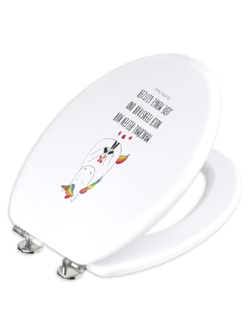 Mr. & Mrs. Panda Toilettendeckel Einhorn Traurig mit Spruch in Weiß