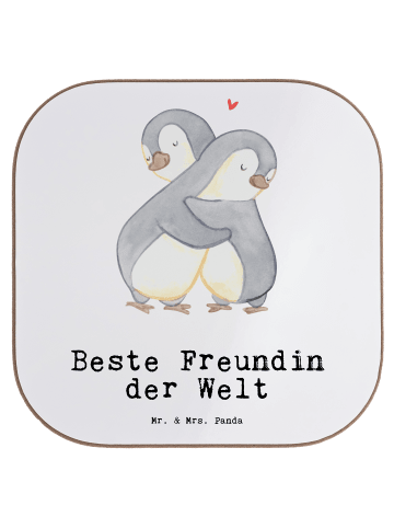 Mr. & Mrs. Panda Glasuntersetzer Pinguin Beste Freundin der Welt... in Weiß
