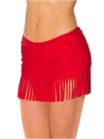 Aquarti Aquarti Damen Bikinihose mit Rock Seitliche Raffung in rot