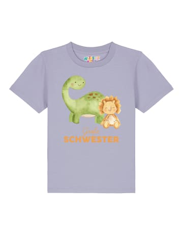 wat? Apparel T-Shirt Dinosaurier 06 Große Schwester in Lavender