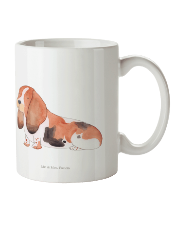 Mr. & Mrs. Panda Kindertasse Hund Basset Hound ohne Spruch in Weiß