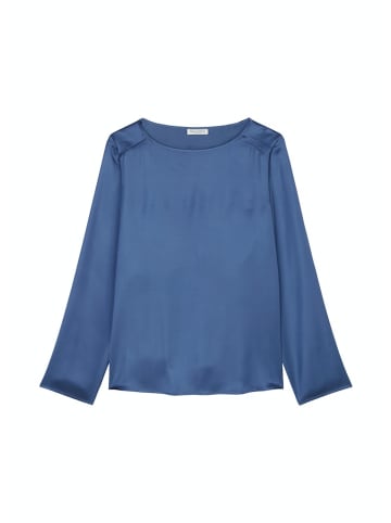 Marc O'Polo Blouse, easy shape, long flared sleeve, boat neck, solid in Blau