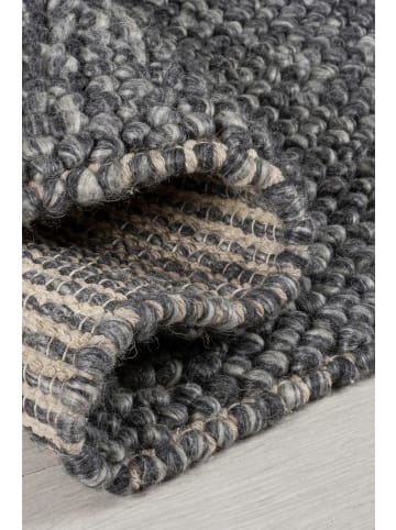 KADIMA DESIGN Wollteppich handgewebt Struktur hochdicht Teppich Wolle-Polyester in Anthrazit