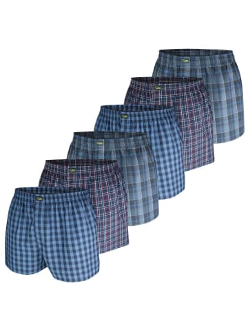 green panther Webboxershorts 6er Pack in Navy Karo