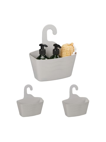 relaxdays 3 x Duschkorb in Grau - (B)23 x (H)25 x (T)10 cm
