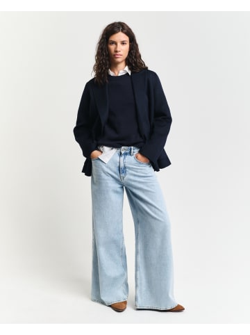 Gant Klassischer Baumwollpullover mit Rundhalsausschnitt in Evening Blue