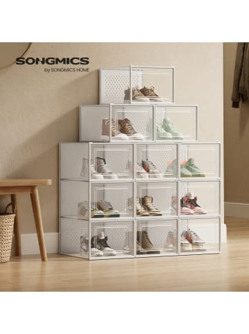 SONGMICS 12er-Set: Schuhbox Dennys in Transparent-Weiß - (B)25.2 x (H)19 x (T)33.3 cm