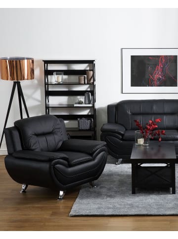 Beliani Sessel LEIRA in Schwarz/Silber - (W) 113 x (H) 88 x (L) 86 cm