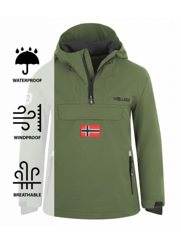 Trollkids Parka Mantel "KIRKENES" in Khakigrün/Anthrazit