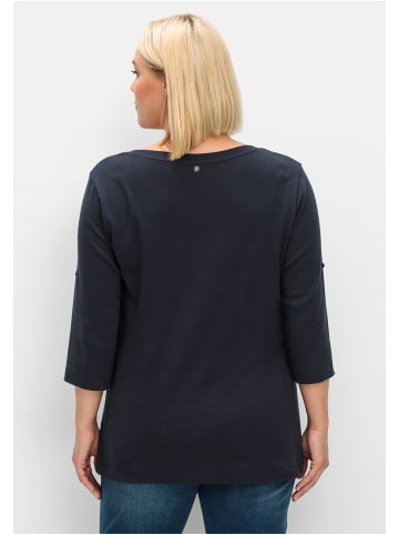 sheego Henleyshirt in tiefblau