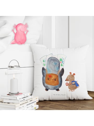 Mr. & Mrs. Panda Dekokissen Pinguin & Maus Wanderer ohne Spruch in Weiß