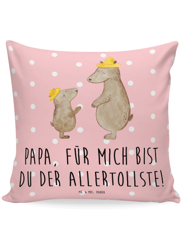 Mr. & Mrs. Panda 40x40 Kissen Bären mit Hut mit Spruch in Rot Pastell