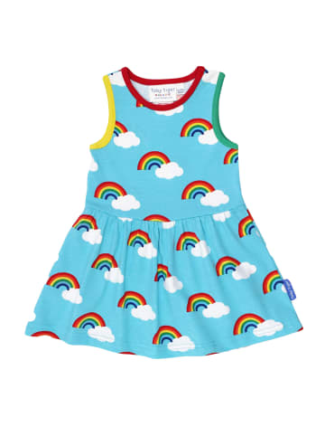 Toby Tiger Trägerkleid mit Regenbogen Print in blau