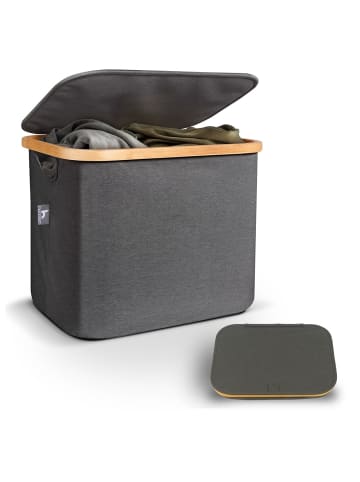 HENNEZ Aufbewahrungskorb Adrian 40l dunkelgrau mit Deckel grau