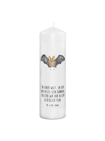 Mr. & Mrs. Panda Kerze Fledermaus Flügel mit Spruch in Weiß