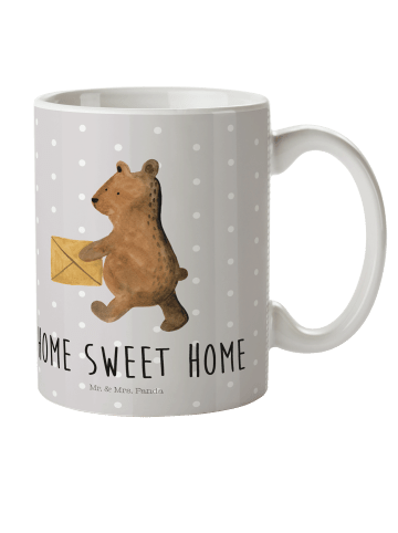 Mr. & Mrs. Panda Trinkbecher Bär Zuhause mit Spruch in Grau Pastell