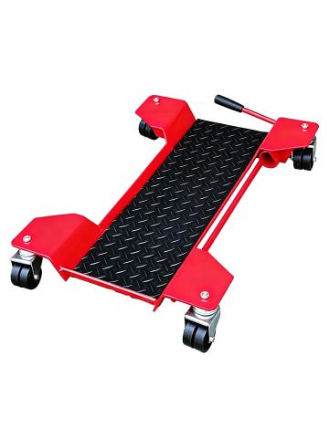 relaxdays Motorrad-Rangierhilfe in Rot - (B)43 x (H)8 x (T)56 cm