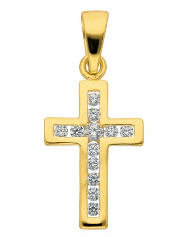 Adeliás 375 Gold Kreuz Anhänger mit Zirkonia in gold