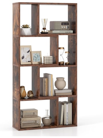 COSTWAY Bücherregal mit 4 Ebenen in Braun
