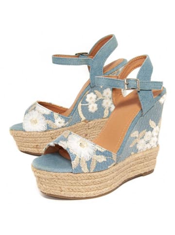 Montevita Sandaletten SPARTO Keilabsatz Flowercu in Blau