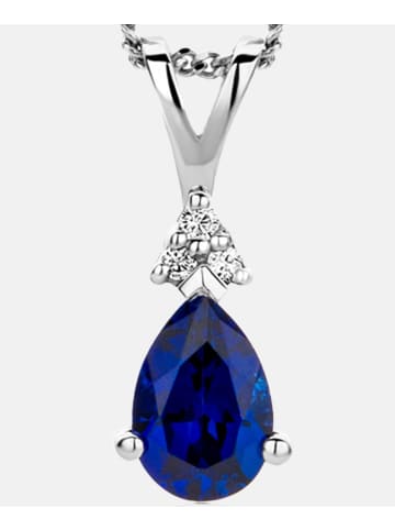 Diamant L'éternel Halskette mit Anhänger aus 375 Weißgold mit Lab Grown Diamant mit Saphir