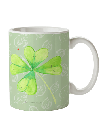 Mr. & Mrs. Panda Trinkbecher Blume Kleeblatt ohne Spruch in Blattgrün