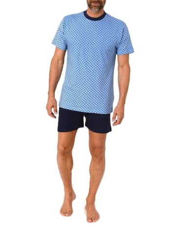 NORMANN kurzarm Schlafanzug Shorty Pyjama print - 77226 in blau