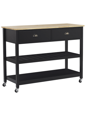 Beliani Servierwagen NAVARINO in Schwarz/Braun - (W) 120 x (H) 91 x (L) 48 cm