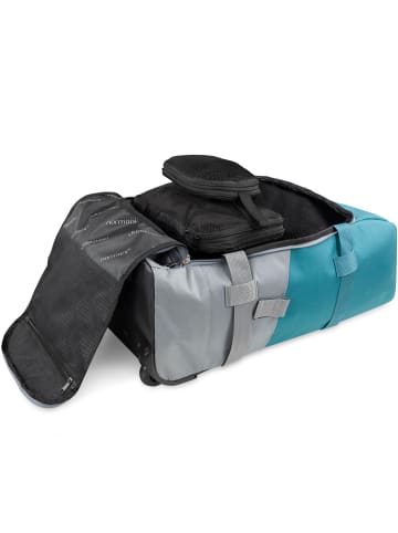 normani Reisetasche mit Rucksackfunktion 90 L mit 4 Kleidertaschen in Grau/Petrol