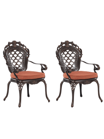 Beliani 2er-Set Gartenstuhl LIZZANO in Braun/Orange
