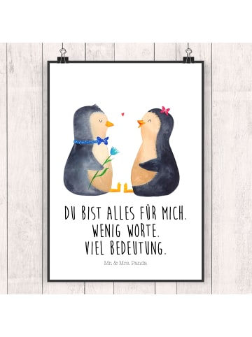 Mr. & Mrs. Panda Poster Pinguin Pärchen mit Spruch in Weiß