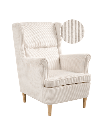 Beliani Ohrensessel ABSON in Beige/Braun - (W) 64 x (H) 100 x (L) 65 cm