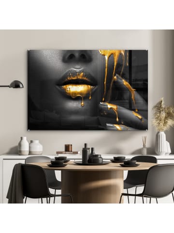 OnlyWow Acrylglasbild Gesicht gold schwarz